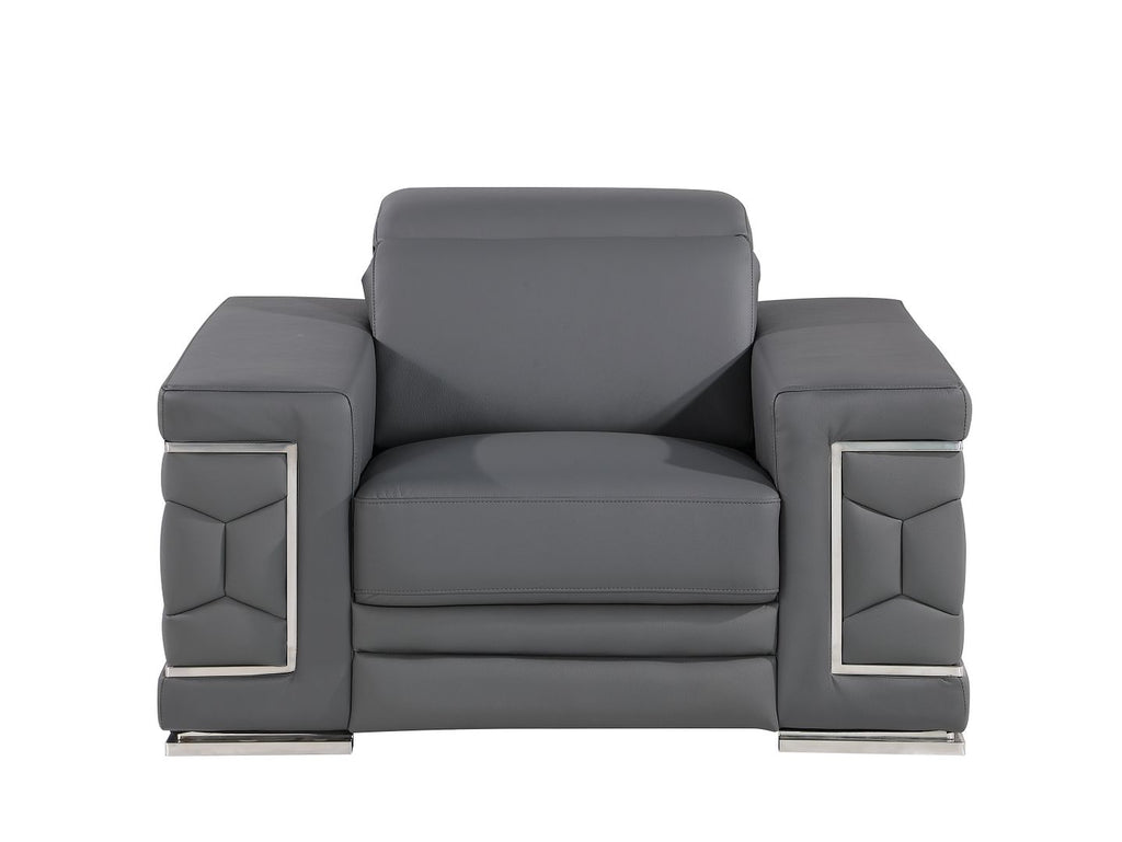 296 Modern Genuine Leather 3-Piece Sofa Set - Grey - SKU 296-GREY-3PC - view 7