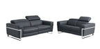 990 Divanitalia Power Reclining 2-Piece Sofa Set with Power Headrest in Top-grain Italian Leather - Dark Grey - SKU 990-DK-GRAY-2PC - view 2