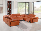 1224 Divanitalia 8-Piece U-Shaped Sectional Sofa in Top Grain Italian Leather with 4 Power Recliners & Power Headrests