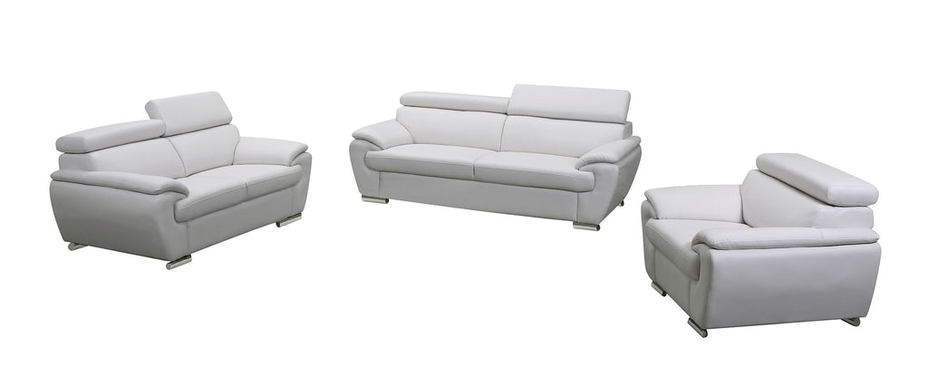 4571 Modern Genuine Leather 3-Piece Sofa Set - White - SKU 4571-LV WHITE 3PC (S/L/C) - GROUP - view 2