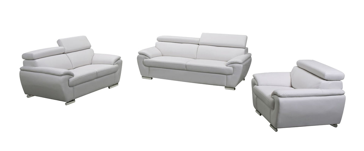 4571 Modern Genuine Leather 3-Piece Sofa Set - White - SKU 4571-LV WHITE 3PC (S/L/C) - GROUP - view 2