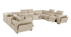 1224 Divanitalia 12-Piece U-Shaped Sectional Sofa in Top Grain Italian Leather with 4 Power Recliners & Power Headrests