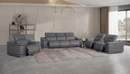 9762 Divanitalia 7-Piece Modular Power Reclining Sofa, Loveseat and Chair Set with 6 Power Recliners in Top Grain Italian Leather - Dark Grey - SKU 9762-DK-GREY-7.6-HT-3PC - view 2
