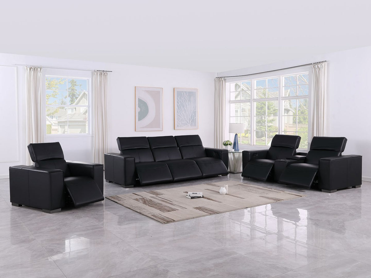 1208 Modular Leather Set with 6 Power Recliners & Power Headrests - Black - SKU 1208-BLACK-7.6-HT-3PC - view 2