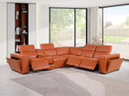 1224 Divanitalia 6-Piece L-Shaped Sectional Sofa in Top Grain Italian Leather with 3 Power Recliners & Power Headrests