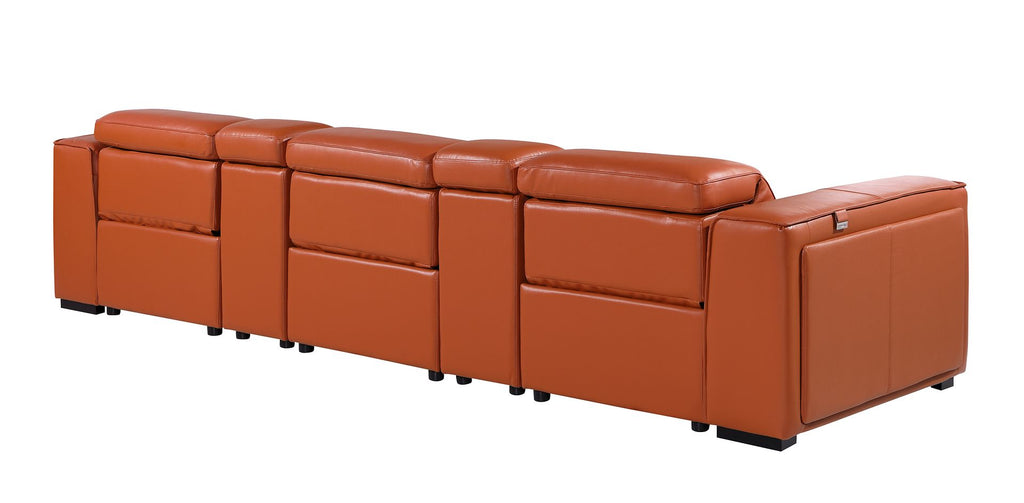 1224 Divanitalia 5-Piece Modular Power Reclining Sofa in Top Grain Italian Leather with 3 Power Recliners & Power Headrests - Camel - SKU 1224-CAMEL-5.3-HT - view 6