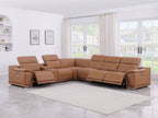 9762 Divanitalia 7-Piece L-Shaped Top Grain Italian Leather Sectional Sofa with 3 Power Recliners