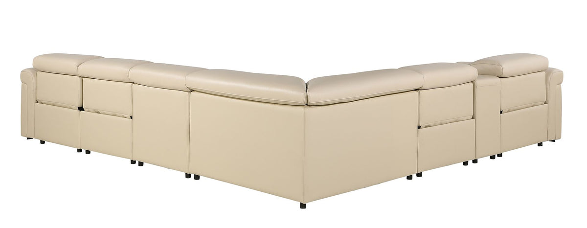 1126 Divanitalia 7-Piece L-Shaped Sectional Sofa in Top Grain Italian Leather with 4 Power Recliners & Power Headrests - Beige - SKU 1126-BEIGE-SEC-7PC-4PWR-SECTIONAL - GROUP - view 6