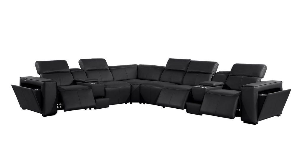 1224 Divanitalia 8-Piece L-Shaped Sectional Sofa in Top Grain Italian Leather with 3 Power Recliners & Power Headrests - Black - SKU 1224-BLACK-8PC-3PWR-SECTIONAL - view 4