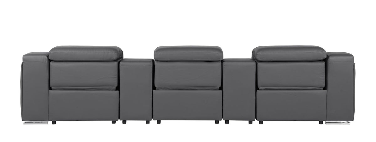 1116 Divanitalia 5-Piece Modular Power Reclining Sofa in Top Grain Italian Leather with 3 Power Recliners & Power Headrests - Dark Grey - SKU 1116-DK-GREY-5.3-HT - view 7