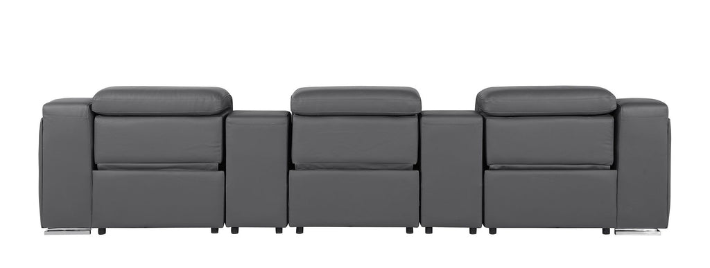 1116 Divanitalia 5-Piece Modular Power Reclining Sofa in Top Grain Italian Leather with 3 Power Recliners & Power Headrests