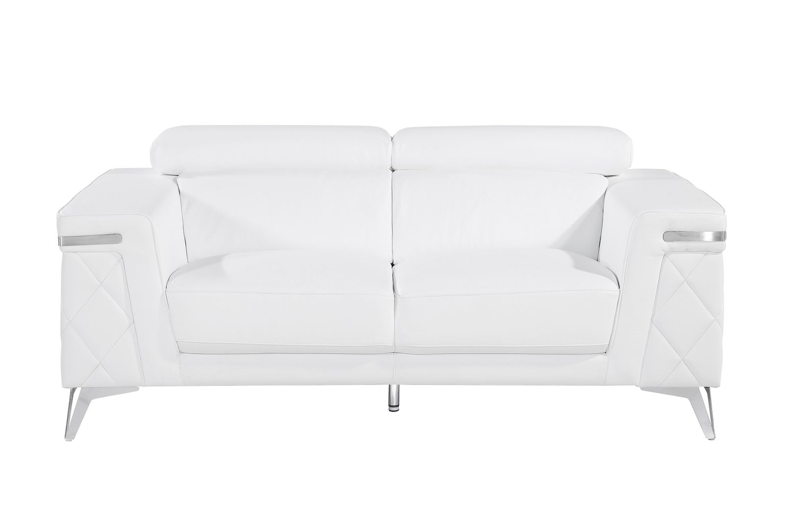 1140 Divanitalia Loveseat with Adjustable Headrest in Top-grain Italian Leather - White
