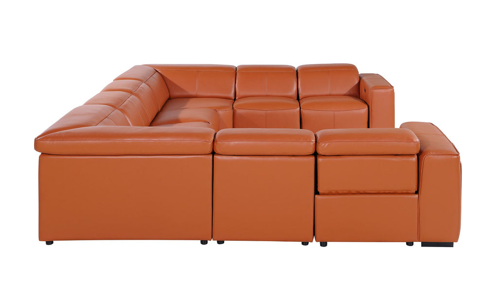1224 Divanitalia 8-Piece U-Shaped Sectional Sofa in Top Grain Italian Leather with 4 Power Recliners & Power Headrests
