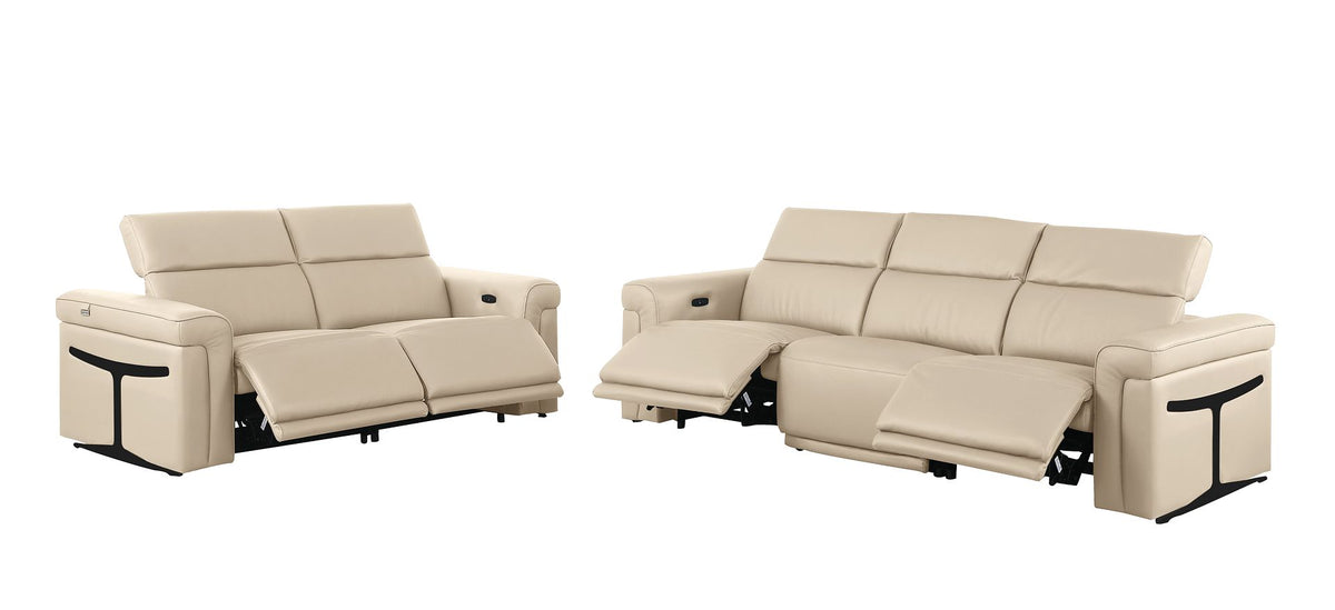 1126 Divanitalia 5-Piece Modular Power Reclining Sofa and Loveseat Set in Top Grain Italian Leather with 4 Power Recliners & Power Headrests - Beige - SKU 1126-BEIGE-5.4-HT-2PC - view 4