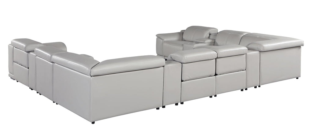 9762 Divanitalia 12-Piece U-Shaped Top Grain Italian Leather Sectional Sofa with 4 Power Recliners