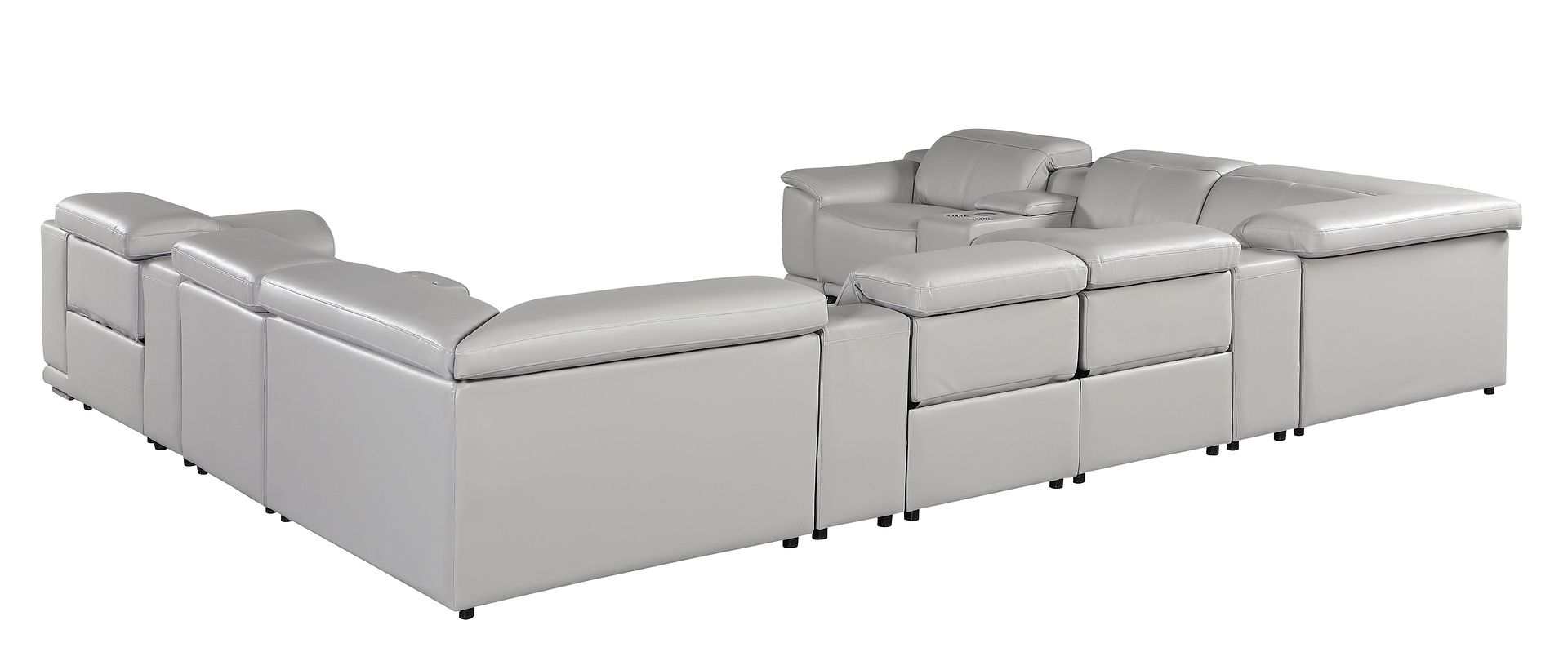 9762 Divanitalia 12-Piece U-Shaped Top Grain Italian Leather Sectional Sofa with 4 Power Recliners