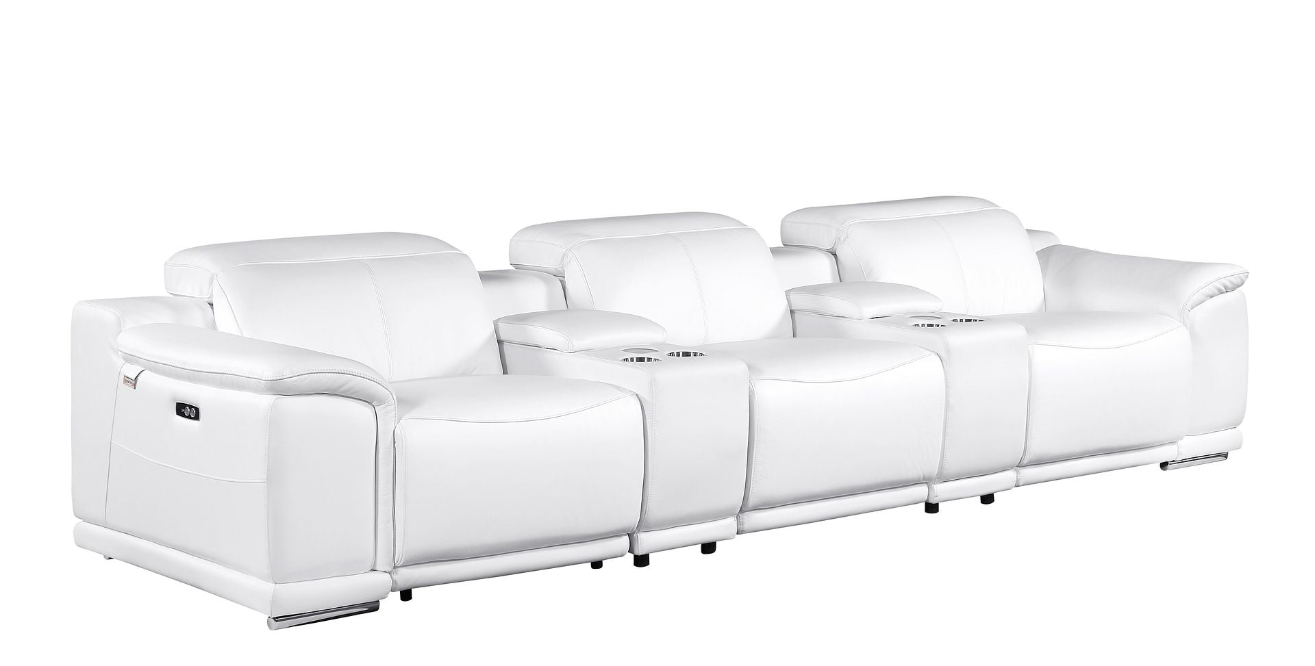 9762 Divanitalia 5-Piece Modular Power Reclining Sofa and Loveseat Set with 3 Power Recliners in Top Grain Italian Leather