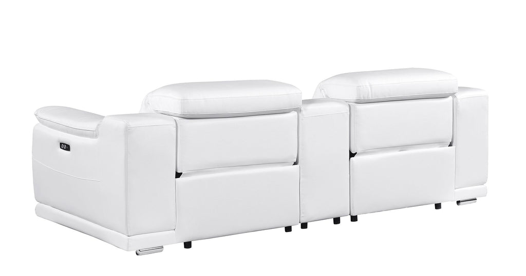9762 Divanitalia 3-Piece Modular Power Reclining Console Loveseat with 2 Power Recliners in Top Grain Italian Leather