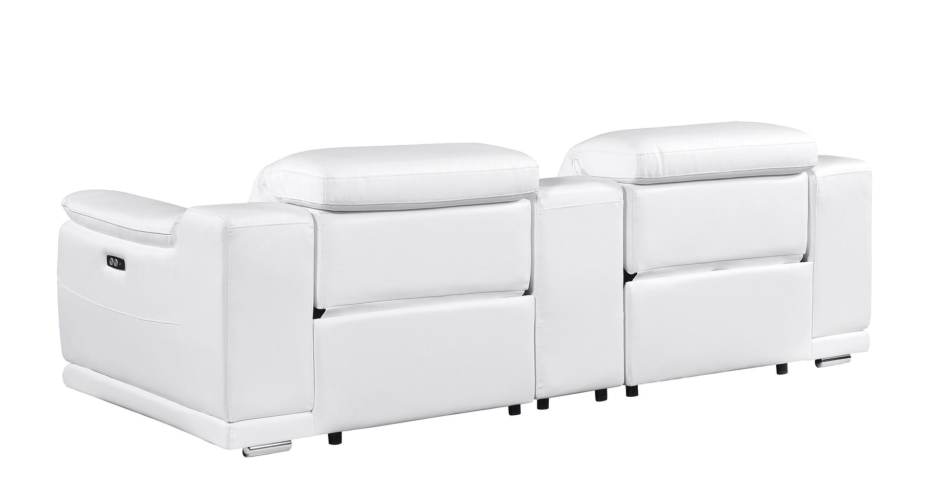 9762 Divanitalia 3-Piece Modular Power Reclining Console Loveseat with 2 Power Recliners in Top Grain Italian Leather
