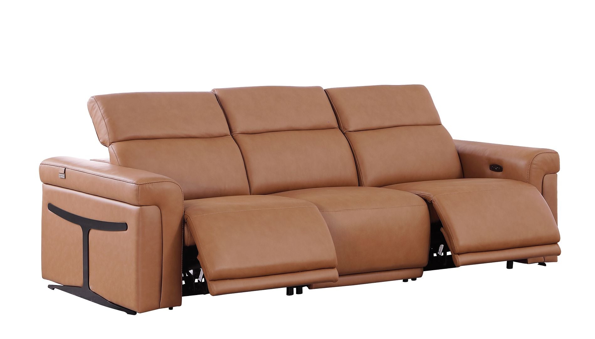 1126 Divanitalia 3-Piece Modular Power Reclining Sofa in Top Grain Italian Leather with 2 Power Recliners & Power Headrests