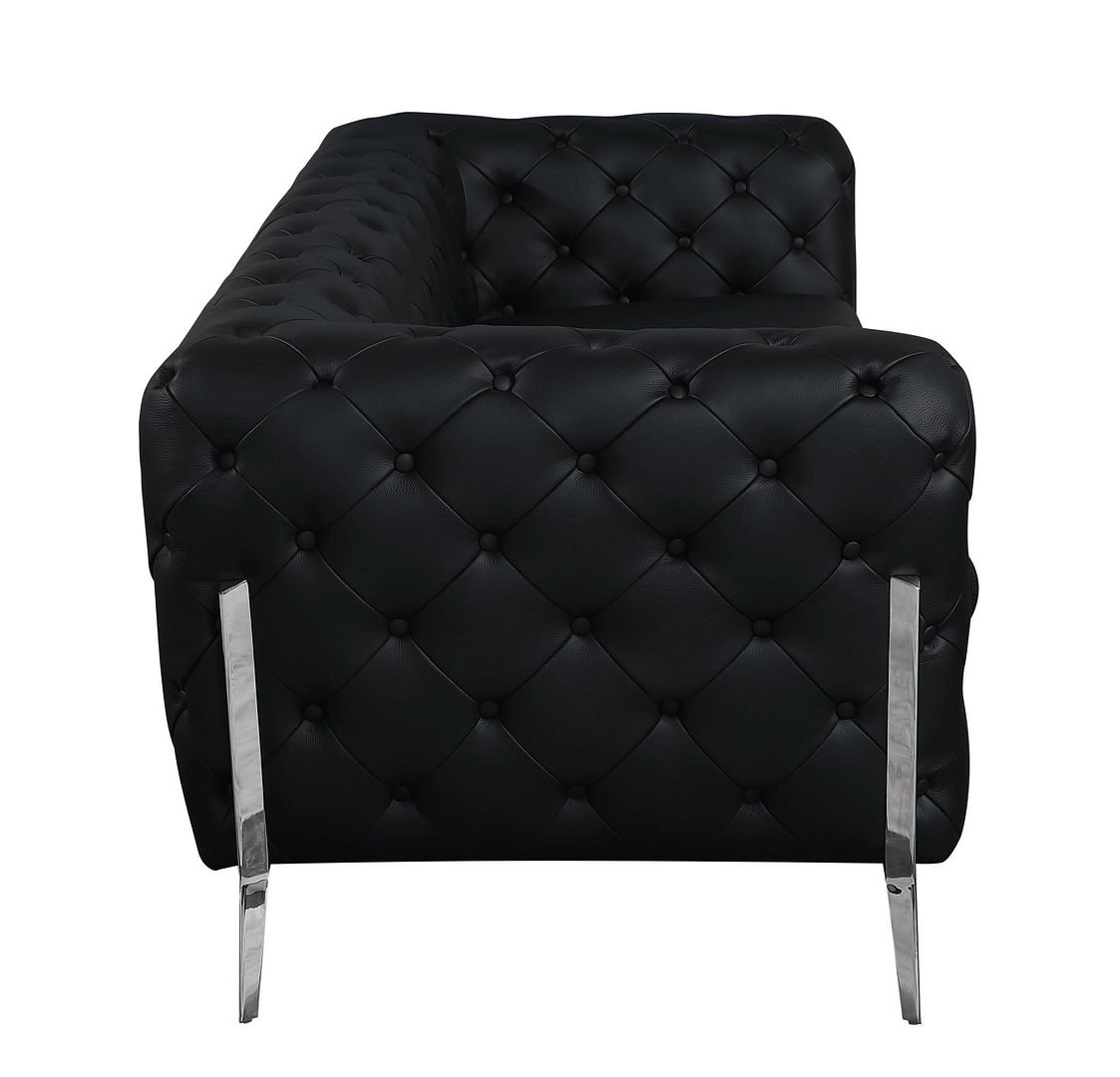 970 Divanitalia Sofa in Top-grain Italian Leather - Black