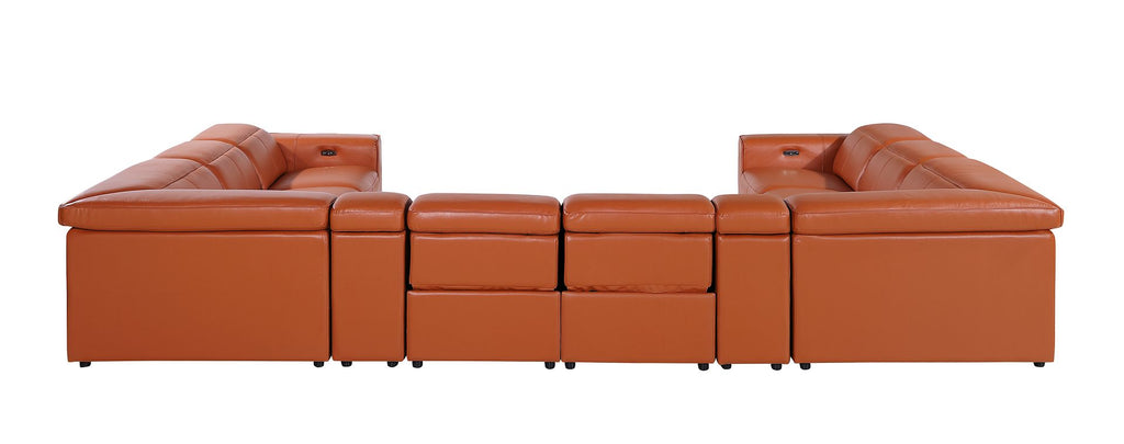 1224 Divanitalia 10-Piece U-Shaped Sectional Sofa in Top Grain Italian Leather with 4 Power Recliners & Power Headrests