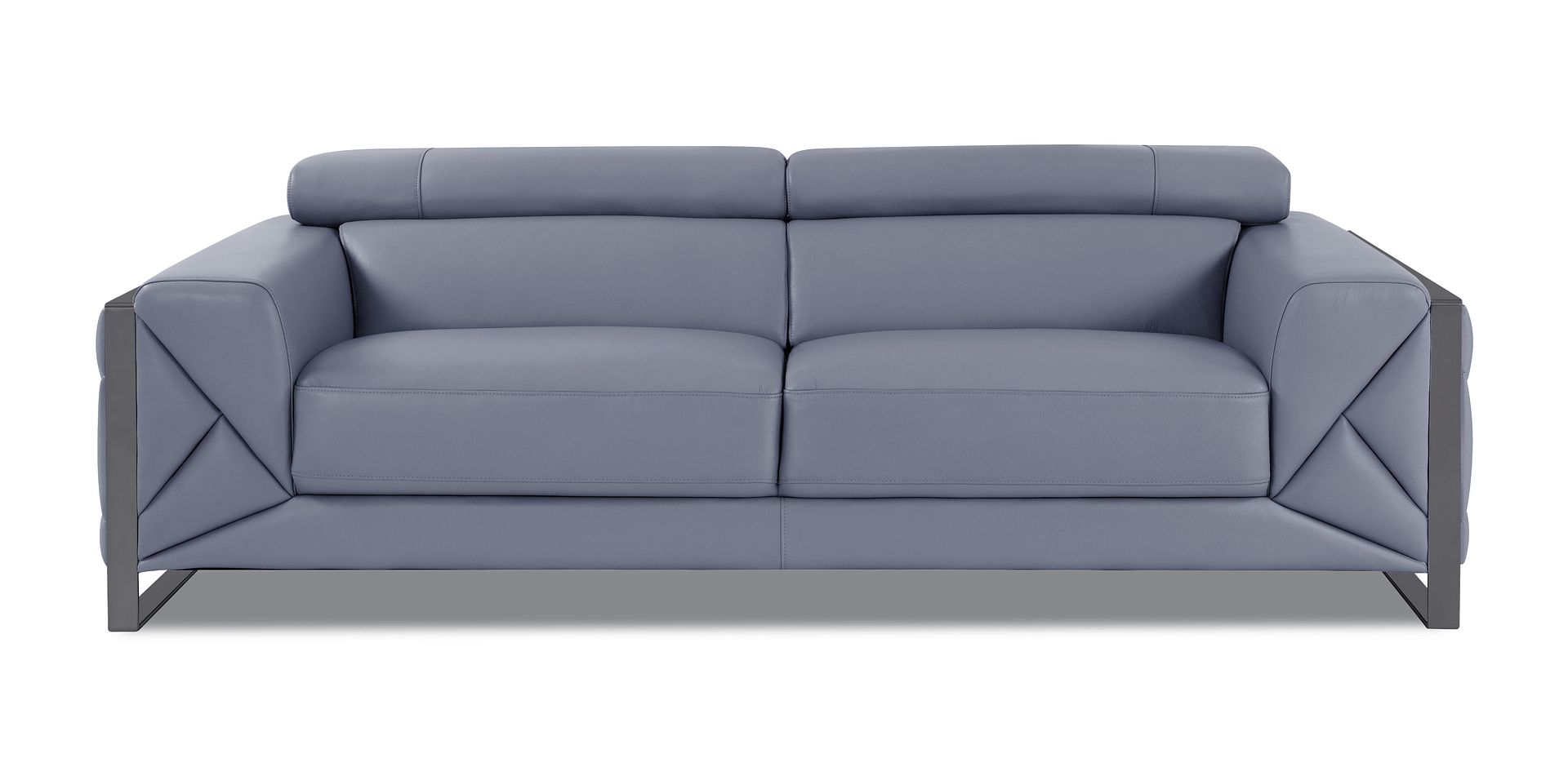 903 Divanitalia Sofa with Adjustable Headrest in Top-grain Italian Leather - Light Blue