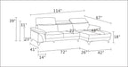 727 Divanitalia Right Arf Facing Sectional Sofa with Adjustable Headrest in Top-grain Italian Leather