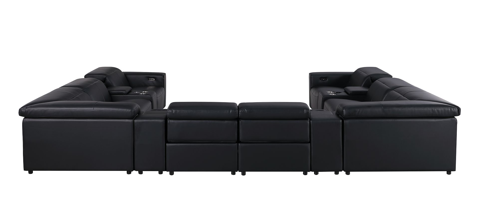 1208 12 Piece U-Shaped Leather Sectional Sofa with 4 Power Recliners & Power Headrest
