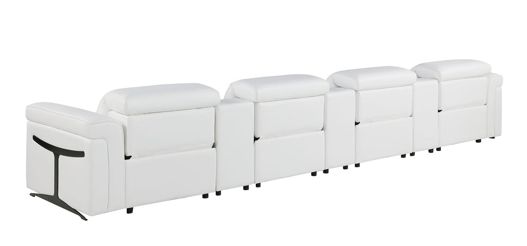 1126 Divanitalia 7-Piece Modular Power Reclining Sofa in Top Grain Italian Leather with 4 Power Recliners & Power Headrests - White - SKU 1126-WHITE-7.4-HT - view 7