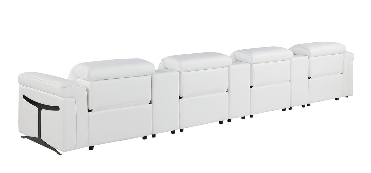 1126 Divanitalia 7-Piece Modular Power Reclining Sofa in Top Grain Italian Leather with 4 Power Recliners & Power Headrests - White - SKU 1126-WHITE-7.4-HT - view 7