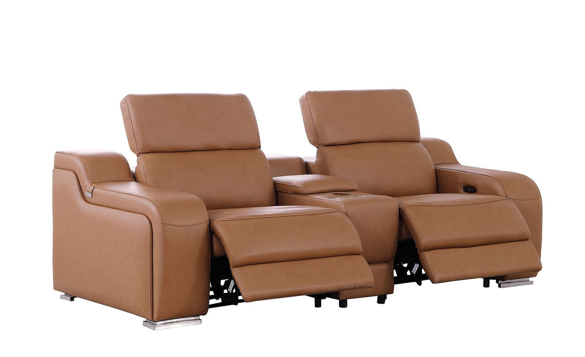 1116 Divanitalia 8-Piece Modular Power Reclining Sofa & Loveseat Set in Top Grain Italian Leather with 5 Power Recliners & Power Headrests - Cognac - SKU 1116-COGNAC-8.5-HT - view 10