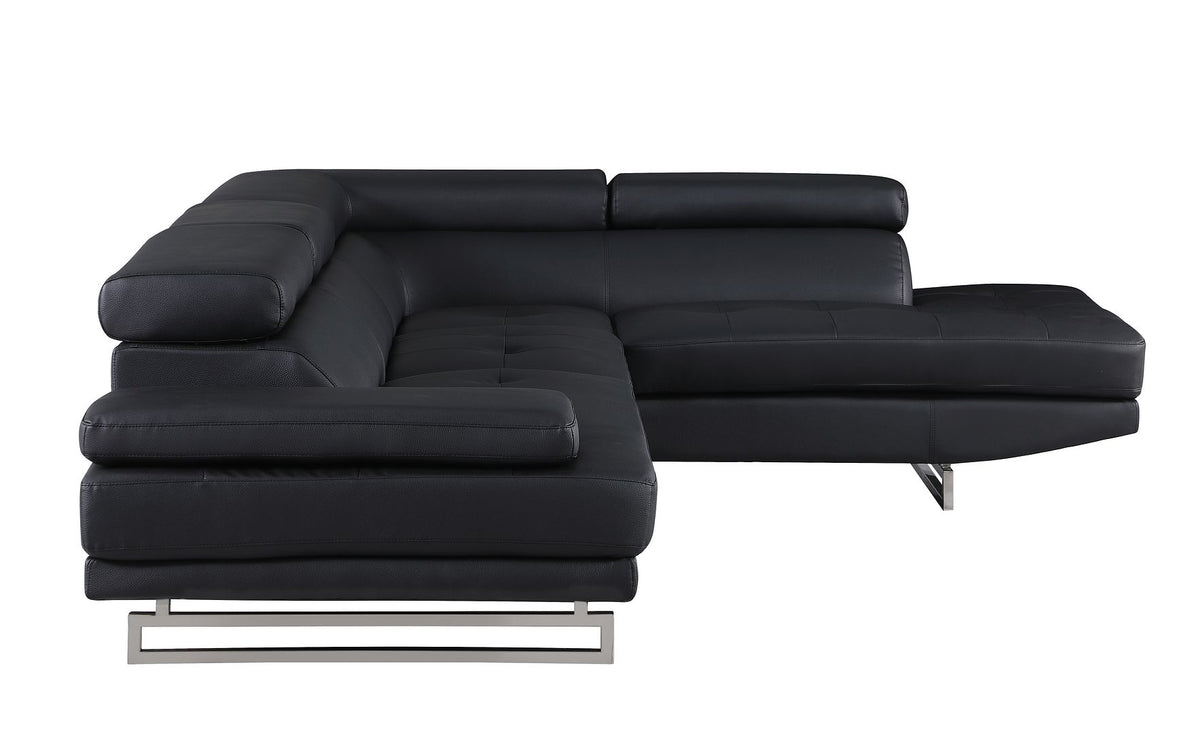 8136 Right Arm Facing Chaise with Adjustable Headrest in Genuine Leather - Black - SKU 8136-Sectional-RAF-CHAISE-BLACK - view 4