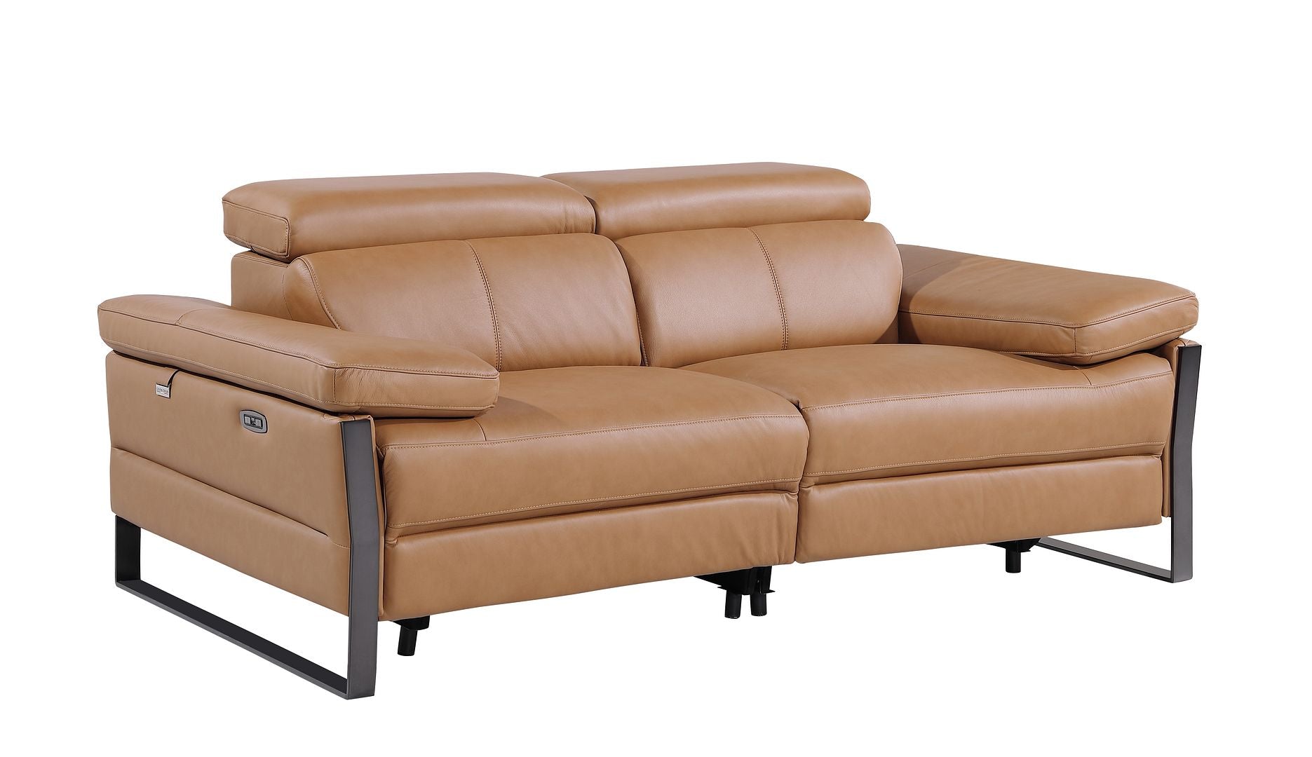 1246 Divanitalia Top Grain Italian Leather Loveseat with Power Headrest