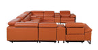 1246 Divanitalia 12-Piece U-Shaped Modular Power Reclining Sectional Sofa with 4 Power Recliners and Power Headrests - Top Grain Italian Leather - Camel - SKU 1246-CAMEL-12PC-4PWR-U-SECTIONAL - view 6