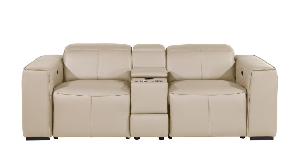 1224 Divanitalia 3-Piece Modular Power Reclining Loveseat in Top Grain Italian Leather with 2 Power Recliners & Power Headrests - Beige - SKU 1224-BEIGE-3.2-HT - view 3