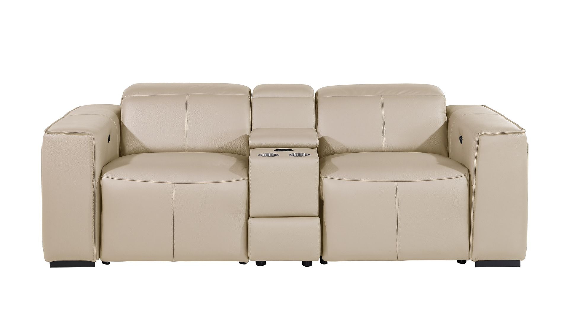 1224 Divanitalia 3-Piece Modular Power Reclining Loveseat in Top Grain Italian Leather with 2 Power Recliners & Power Headrests