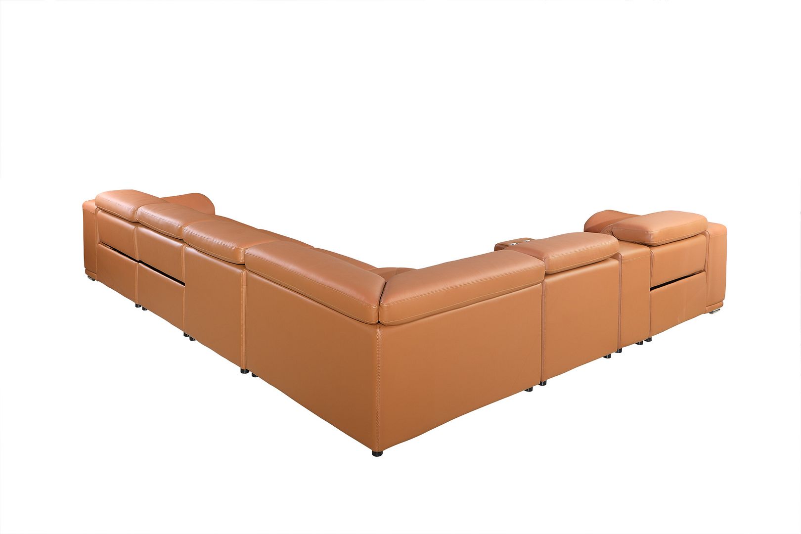 9762 Divanitalia 8-Piece L-Shaped Top Grain Italian Leather Sectional Sofa with 4 Power Recliners
