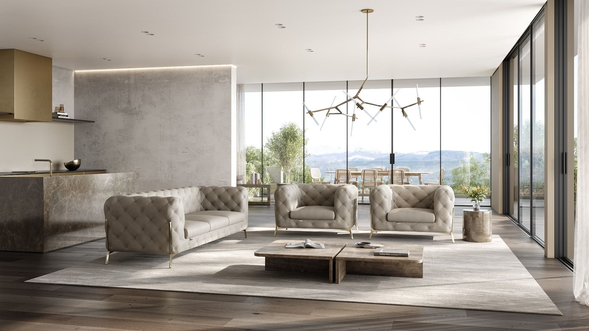 970 Divanitalia 3-Piece Sofa Set in Top-grain Italian Leather