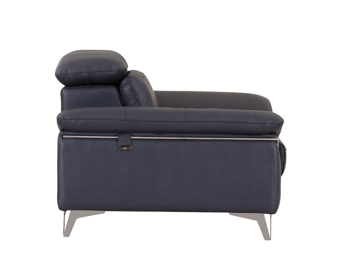 727 Divanitalia Sofa with Adjustable Headrest in Top-grain Italian Leather - Navy - SKU 727-S-NAVY - view 5