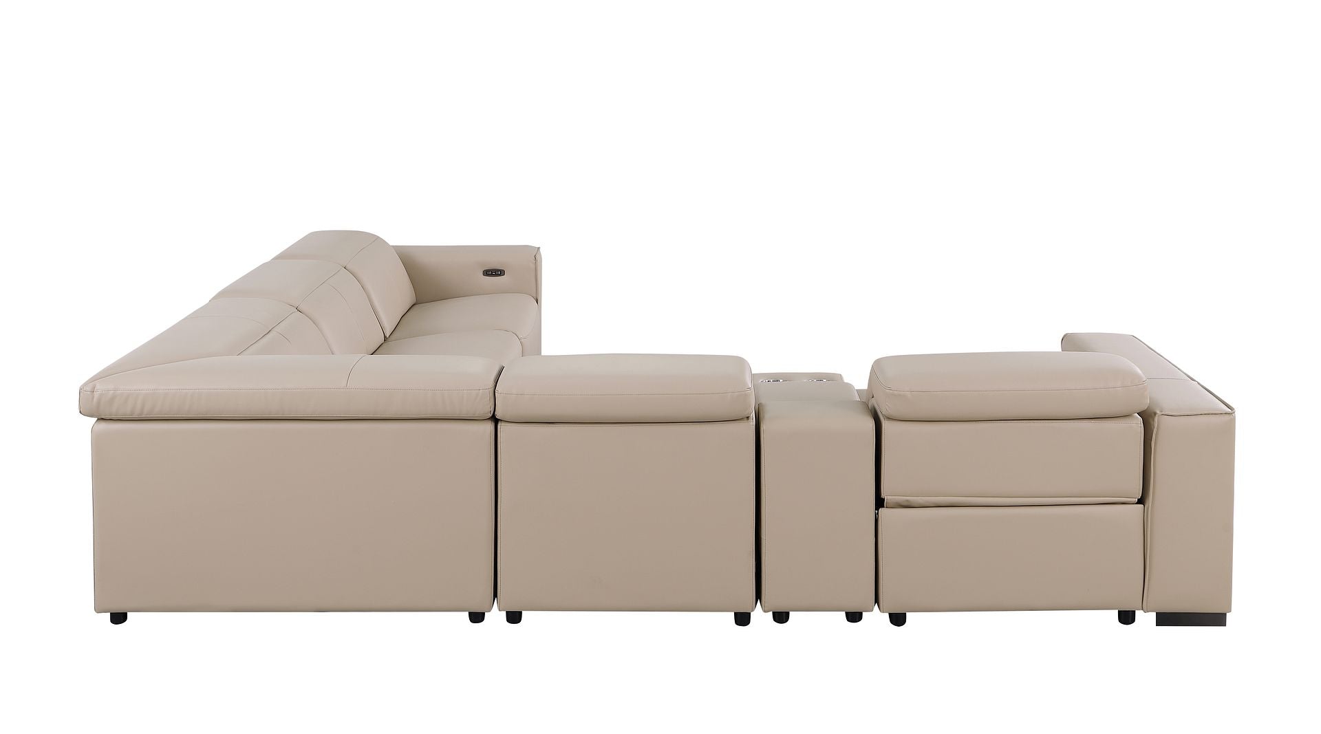 1208 6-Piece L-Shaped Leather Reclining Sectional Sofa with 3 Power Recliners