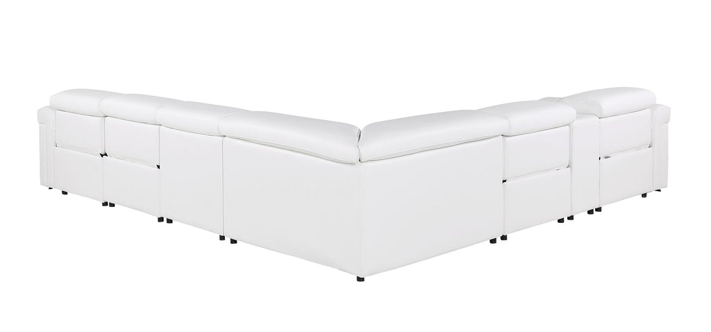 1126 Divanitalia 7-Piece L-Shaped Sectional Sofa in Top Grain Italian Leather with 4 Power Recliners & Power Headrests - White - SKU 1126-WHITE-SEC-7PC-4PWR-SECTIONAL-GROUP - view 6