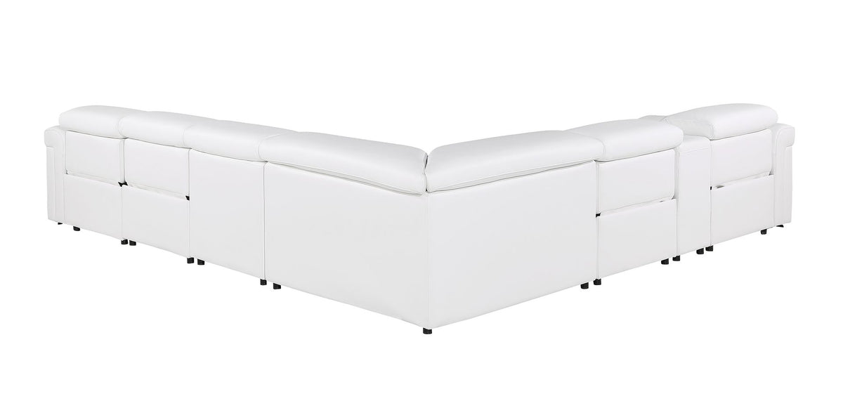 1126 Divanitalia 7-Piece L-Shaped Sectional Sofa in Top Grain Italian Leather with 4 Power Recliners & Power Headrests - White - SKU 1126-WHITE-SEC-7PC-4PWR-SECTIONAL-GROUP - view 6