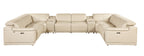9762 DivanItalia Beige 10-Piece Sectional – Top Grain Italian Leather with 4 Power Recliners and 2 Consoles
