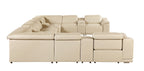 9762 DivanItalia Beige 12-Piece Sectional – Top Grain Italian Leather with 4 Power Recliners and 4 Consoles