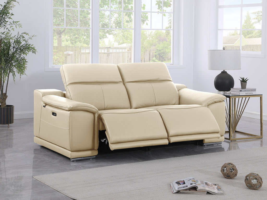 9762 DivanItalia Beige Top Grain Italian Leather Modular Loveseat