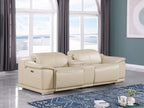 9762 DivanItalia Beige Modular Power Reclining Loveseat with Console – Top Grain Italian Leather