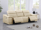 9762 DivanItalia Beige Top Grain Italian Leather Power Reclining Sofa with Dual Recliners