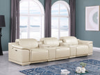 9762 DivanItalia Beige 5-Piece Modular Power Reclining Sofa – Top Grain Italian Leather