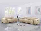 9762 DivanItalia Beige Modular Power Reclining Sofa and Loveseat Set in Top Grain Italian Leather